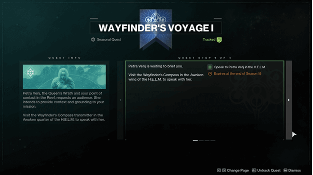 Destiny 2 Wayfinder's Voyage 1 Quest