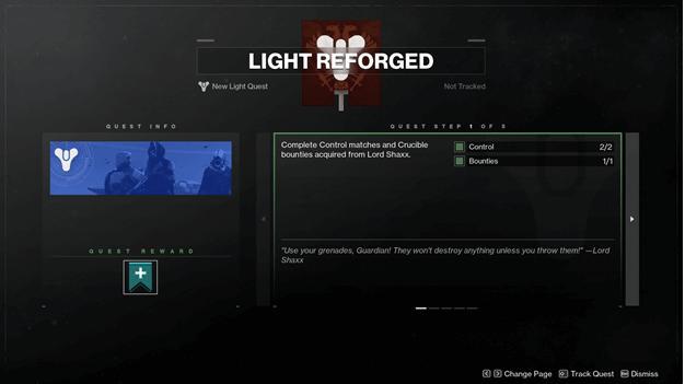 Destiny 2 Light Reforged Quest