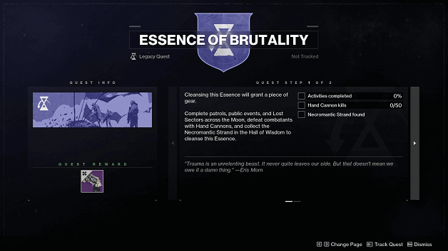 Destiny 2 Shadowkeep Essence of Brutality