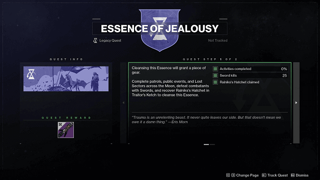 Destiny 2 Shadowkeep Essence of Jealousy