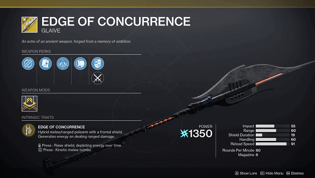 Destiny 2 Edge of Concurrence (Glaive)