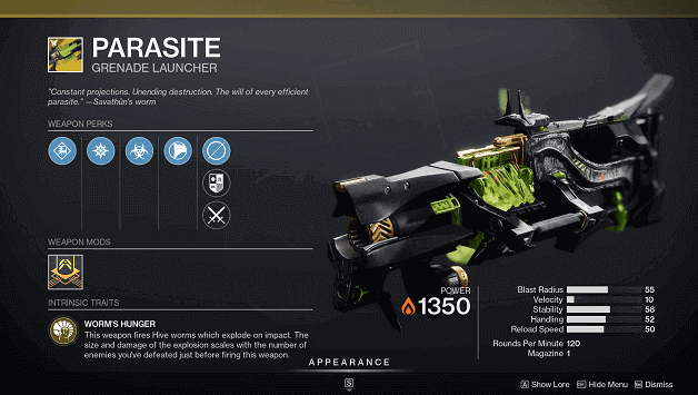 Destiny 2 Parasite (Grenade Launcher)