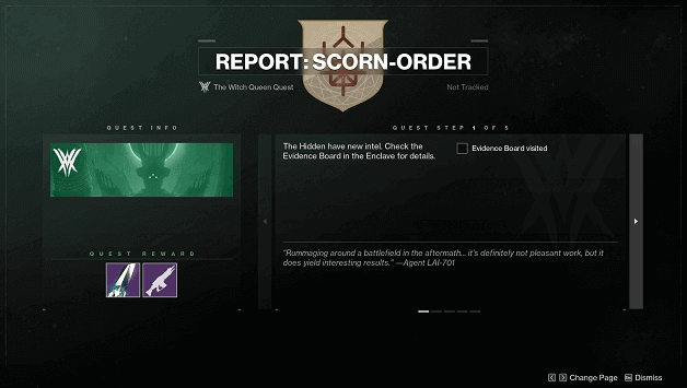 Report: Scorn-Order Quest Info