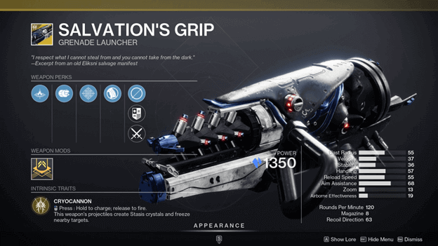 D2 Salvation's Grip (Grenade Launcher)