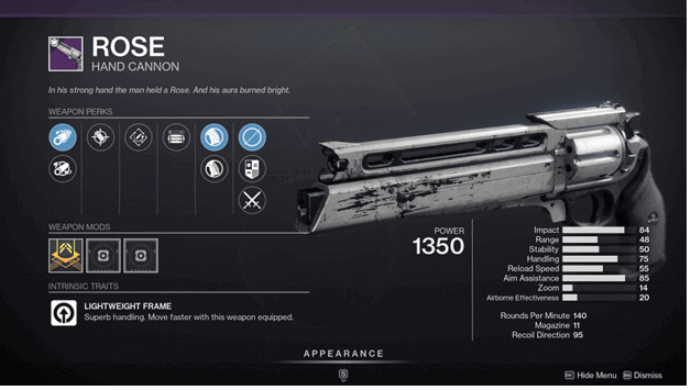 D2 Rose Hand Cannon