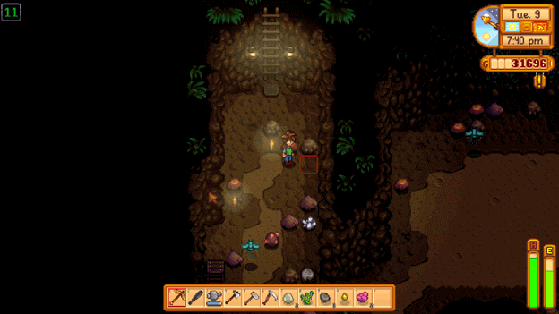 Stone farm in the mines in the game Stardew Valley