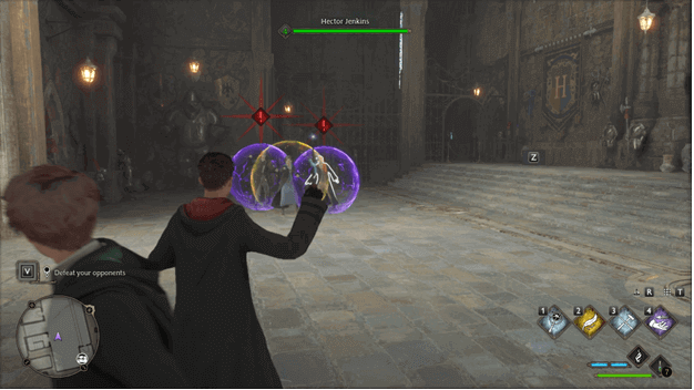 Defeating opponents in the Crossed Wands match