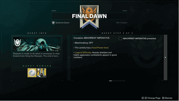 Final Dawn (Seasonal Quest) Info