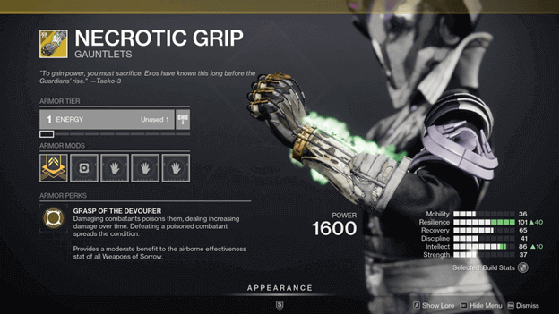 Destiny 2 Necrotic Grip Gauntlets