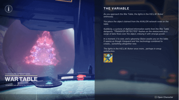 Destiny 2 The Variable quest