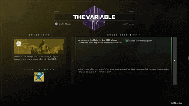 D2 The Variable exotic quest info