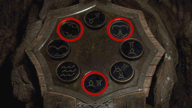 To Unlock the door selecting the 2nd, 5th, and 8th symbols