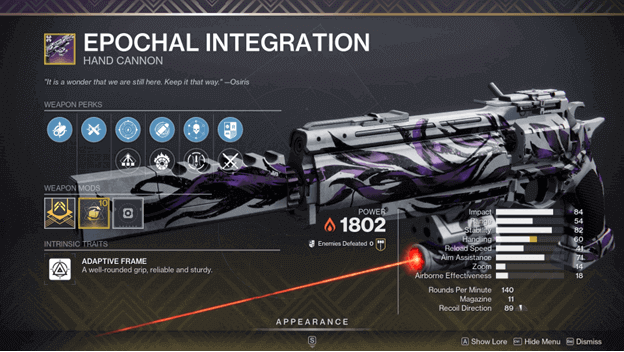 Destiny 2 Epochal Integration (Legendary Hand Cannon)