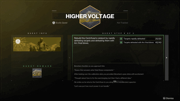 Higher Voltage Exotic Quest Info