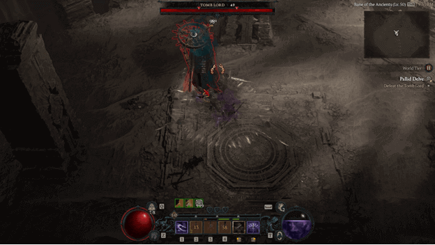 Defeating the Tomb Lord at Pallid Delve dungeon
