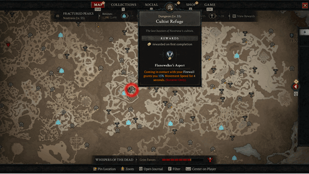 Flamewalker’s Aspect location is in the Fractured Peaks