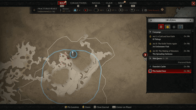 Sealed Door Location is northern part of marked area in the map