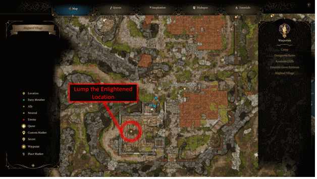 Lump the Enlightened location map