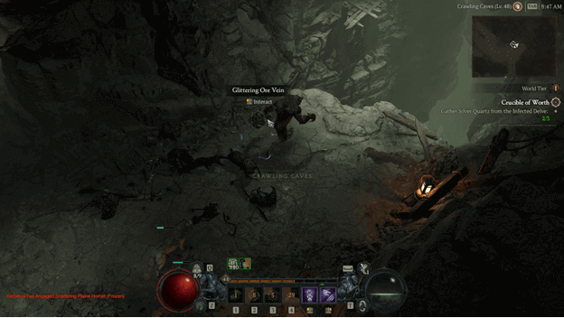 Gathering Silver Quartz from the Infected Delve