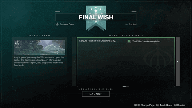 Final Wish Seasonal Quest info