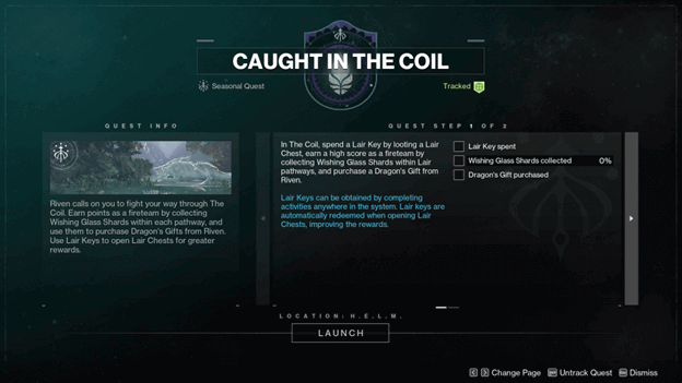 Caught In The Coil quest info (Season of the wish)