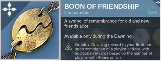 Boon of Friendship (Dawning Event) D2