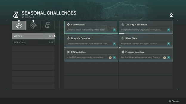 Season of the Wish Challenges to complete in (Week 1) D2
