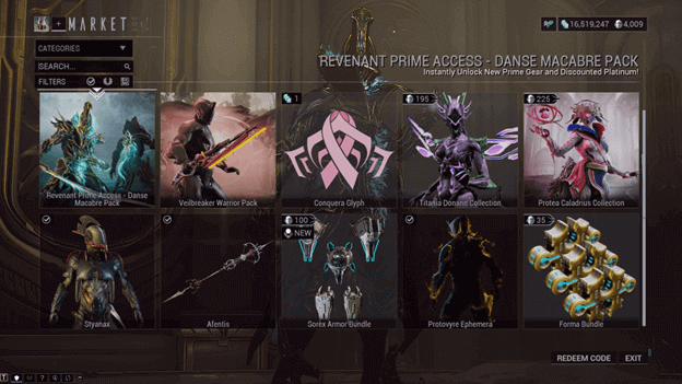 Uses of Platinum in the game (Warframe)
